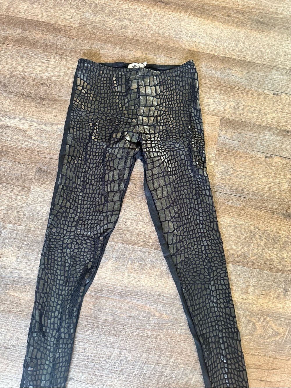 Croc-Embossed Black Leggings